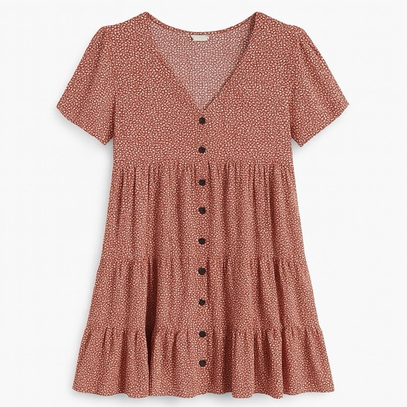 Floral Button Front Babydoll Dress - Picture 1 of 7